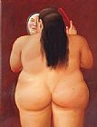 Fernando Botero Canvas Paintings - Donna Allo Specchio
